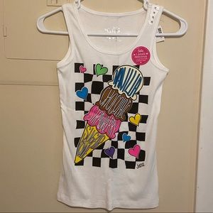 Justice Ice cream Checkered Tank Top NWT